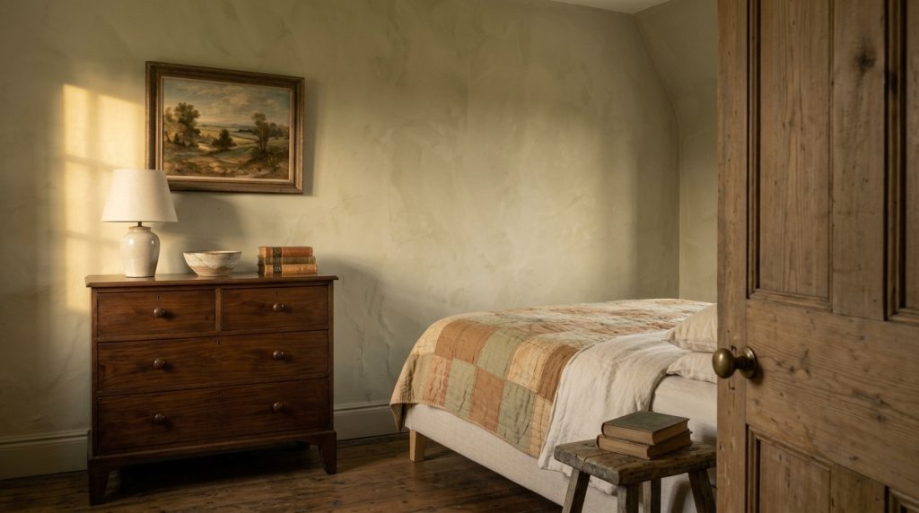 12 Ideas for a Sage Green Farmhouse Bedroom That Feels Warm and Collected 13 Add Landscape Art, Books, and Handmade Objects