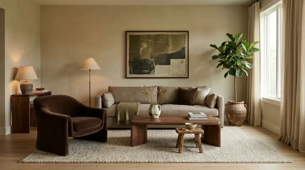 10 Organic Modern Living Room Ideas for a Calm, Textured Home 3 Add one deeper earth color