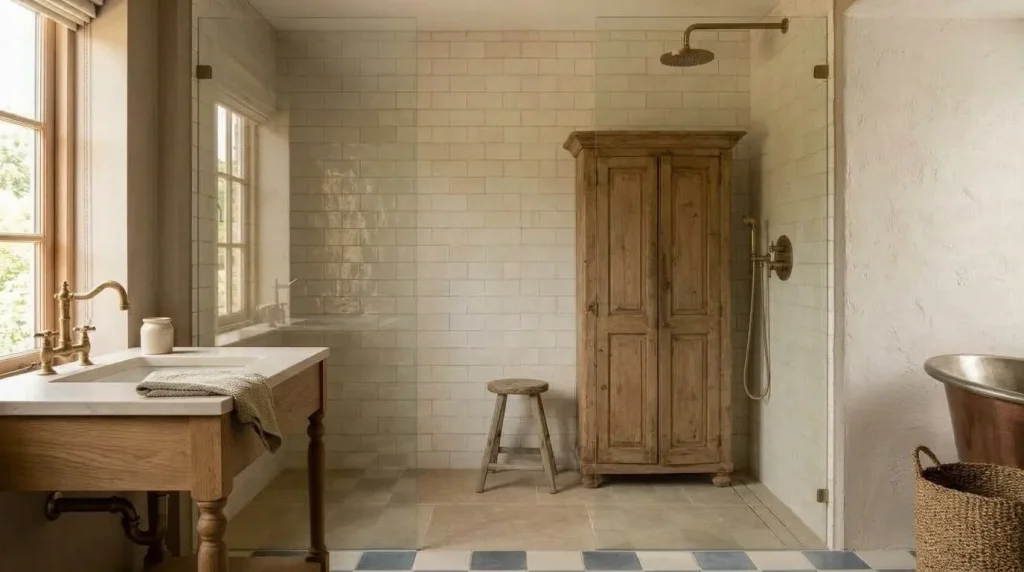 10 rustic farmhouse bathroom designs for Warm Country Charm 9 Add storage that looks like furniture