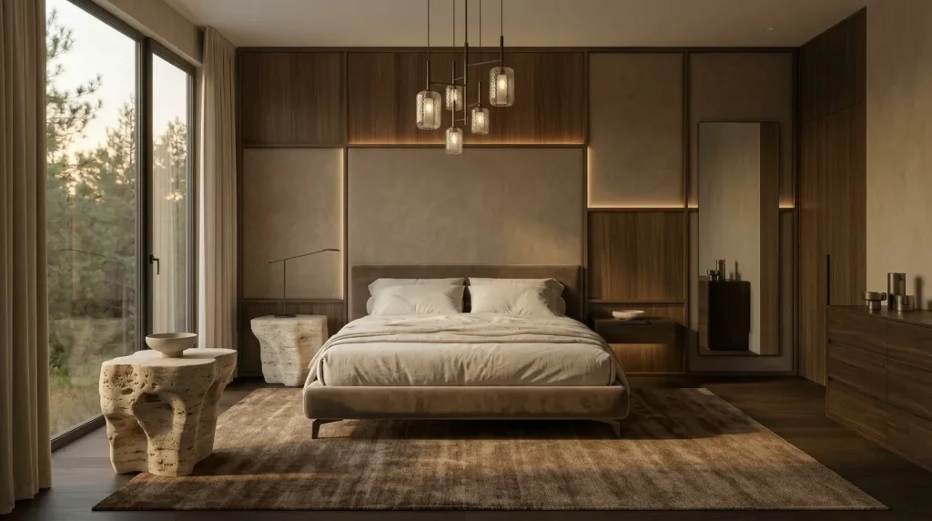Begin with warm architectural neutrals