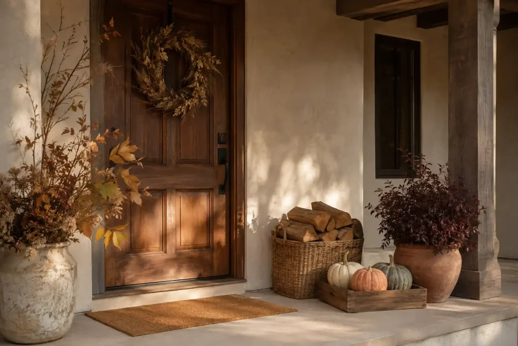 10 fall porch decorating ideas for a Cozy Seasonal Welcome 9 Bring in natural materials instead of more themed signs