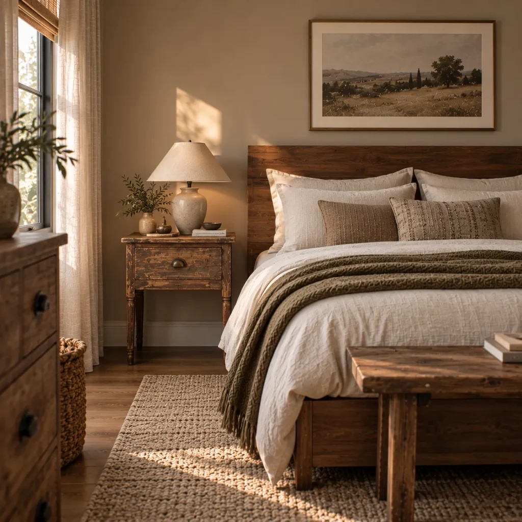 13 Rustic Bedroom Ideas for a Warm, Collected Retreat 6 Bring in one genuinely vintage piece