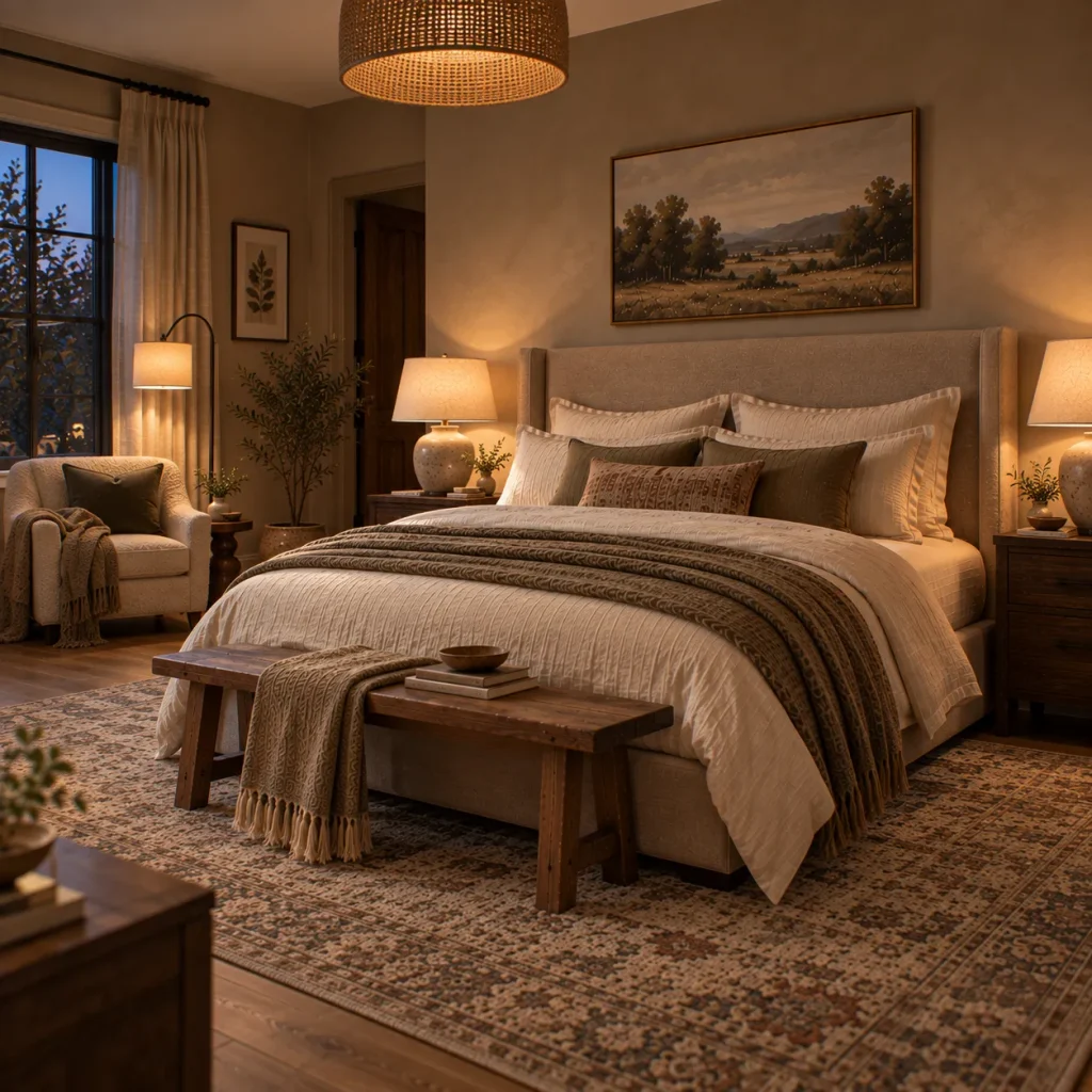 Build lighting around the bed, not just the ceiling