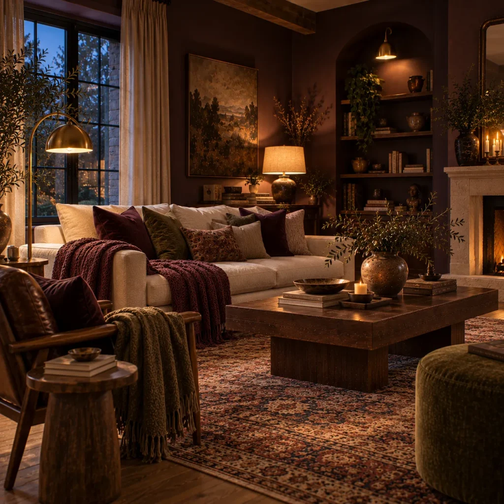 10 Dark Boho Living Room Decor Ideas for a Moody, Collected Home 9 Build lighting at three different heights