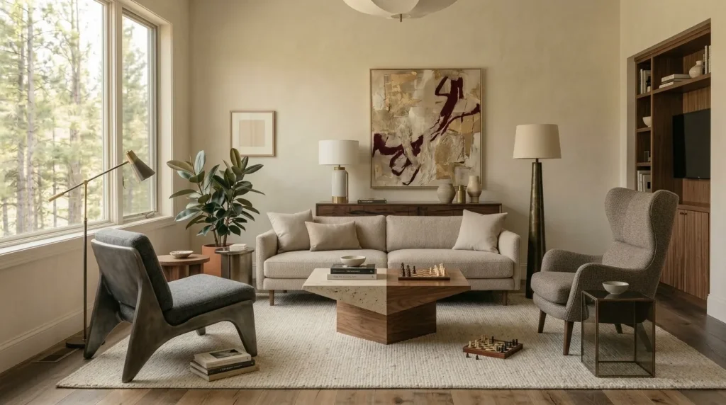 12 Contemporary Living Room Tips for a Polished, Livable Home 8 Build the seating around conversation as well as the TV