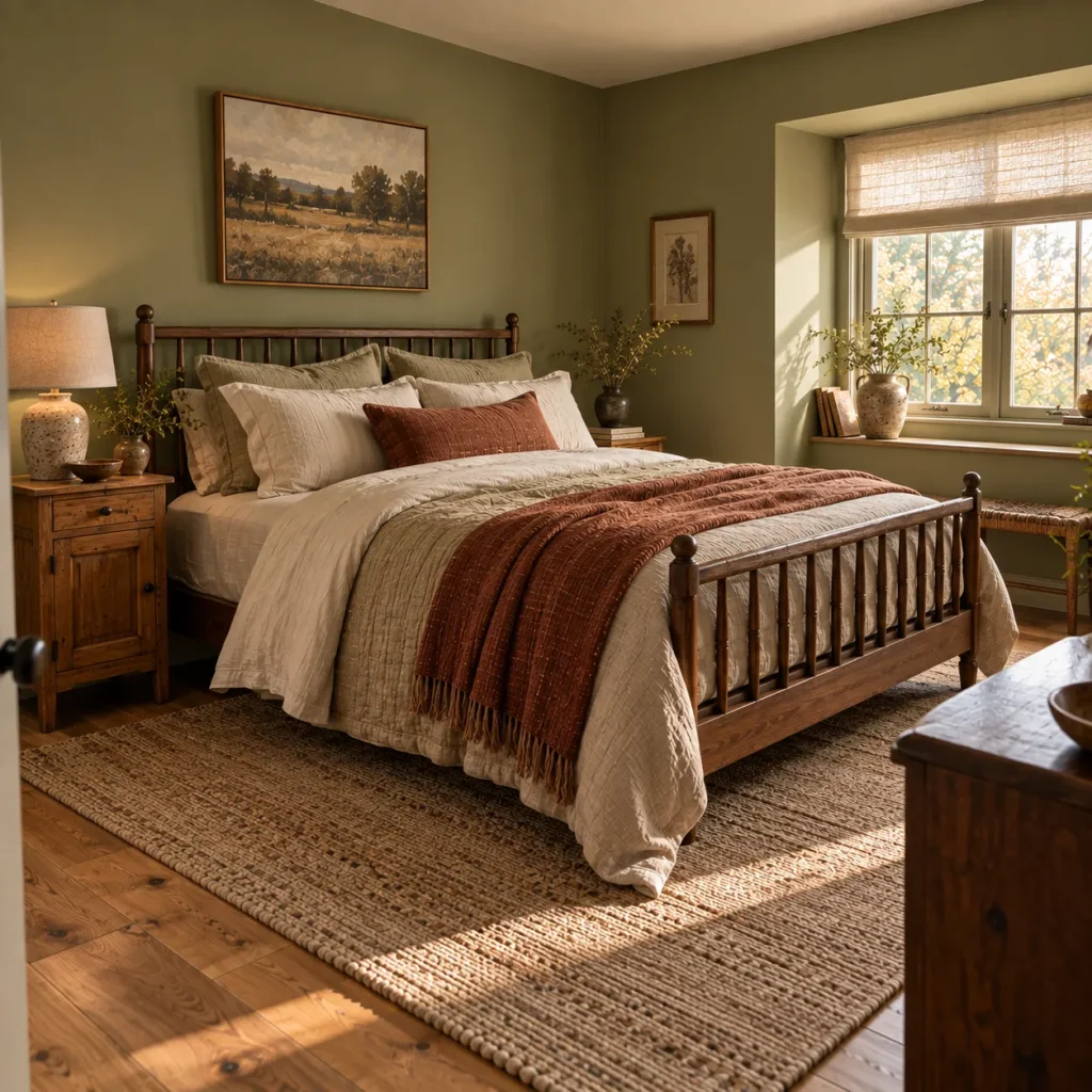 12 Ideas for a Sage Green Farmhouse Bedroom That Feels Warm and Collected 2 Choose a Warmer Sage Instead of Cold Gray-Green