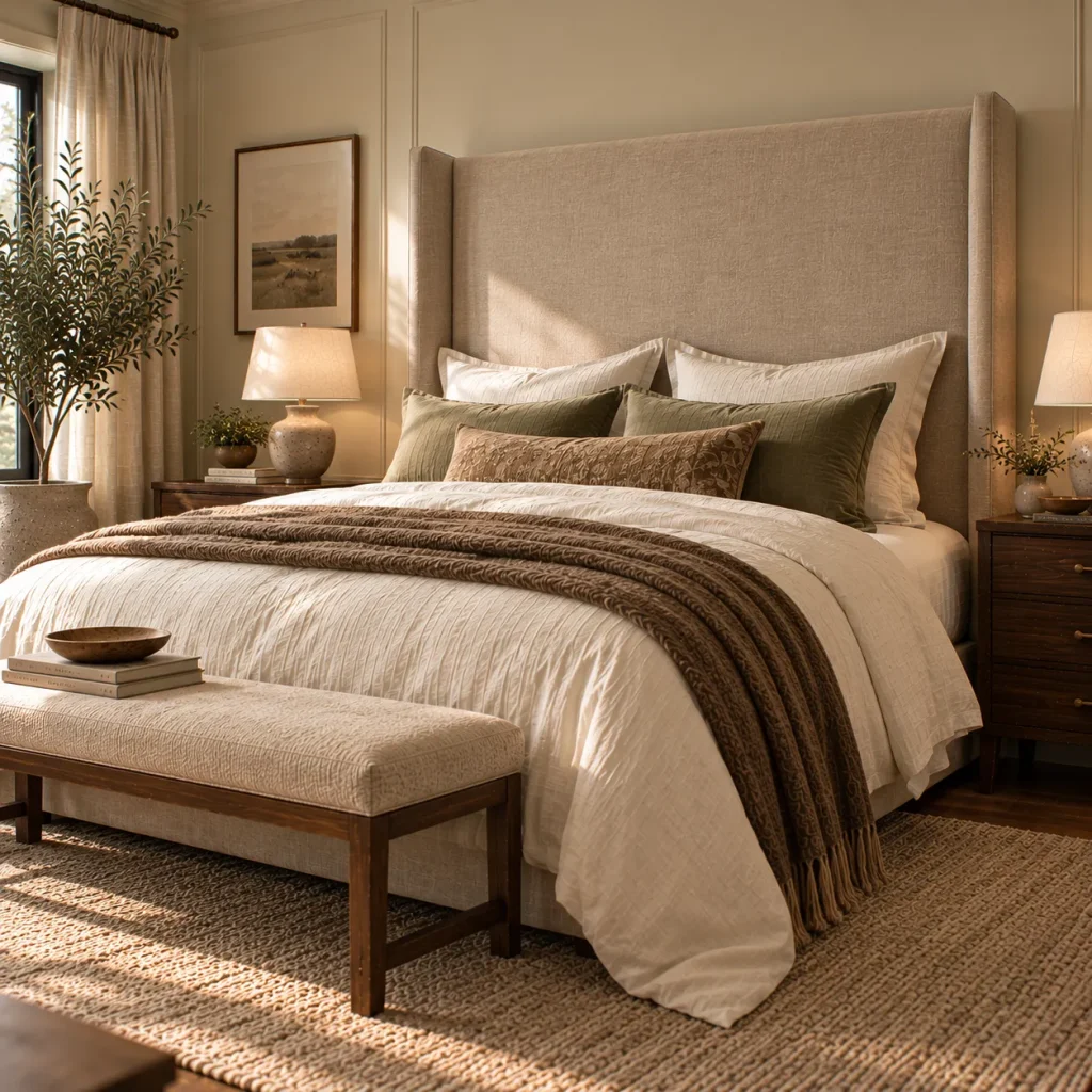 12 master bedroom decor tips for a Calm, Personal Retreat 2 Choose a headboard that can carry the room