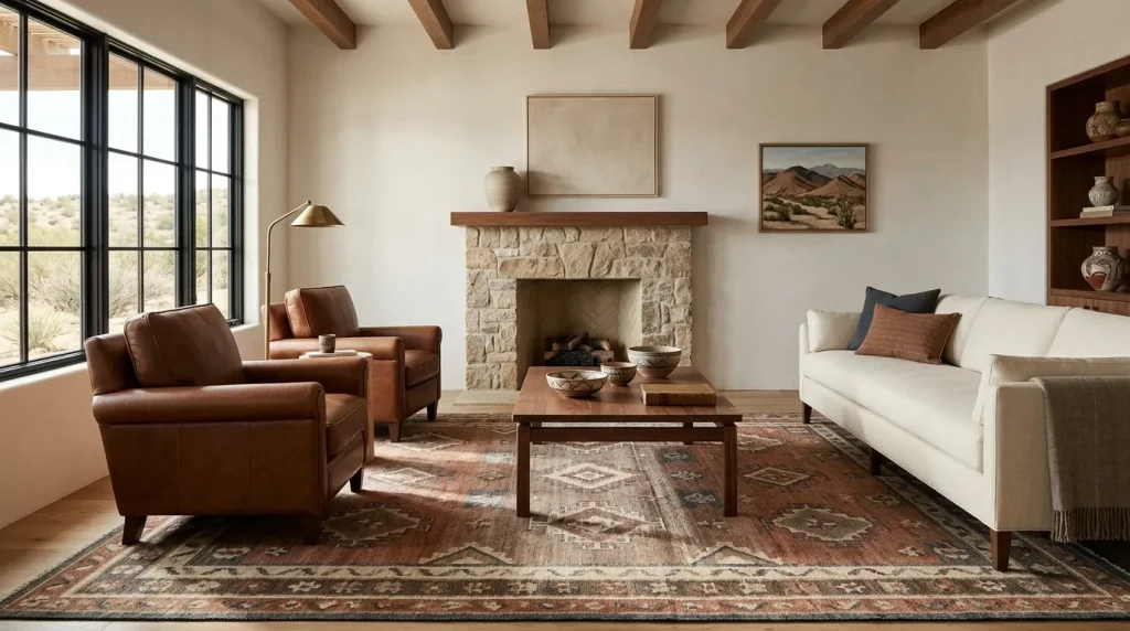 Choose a patterned wool rug rather than default cowhide