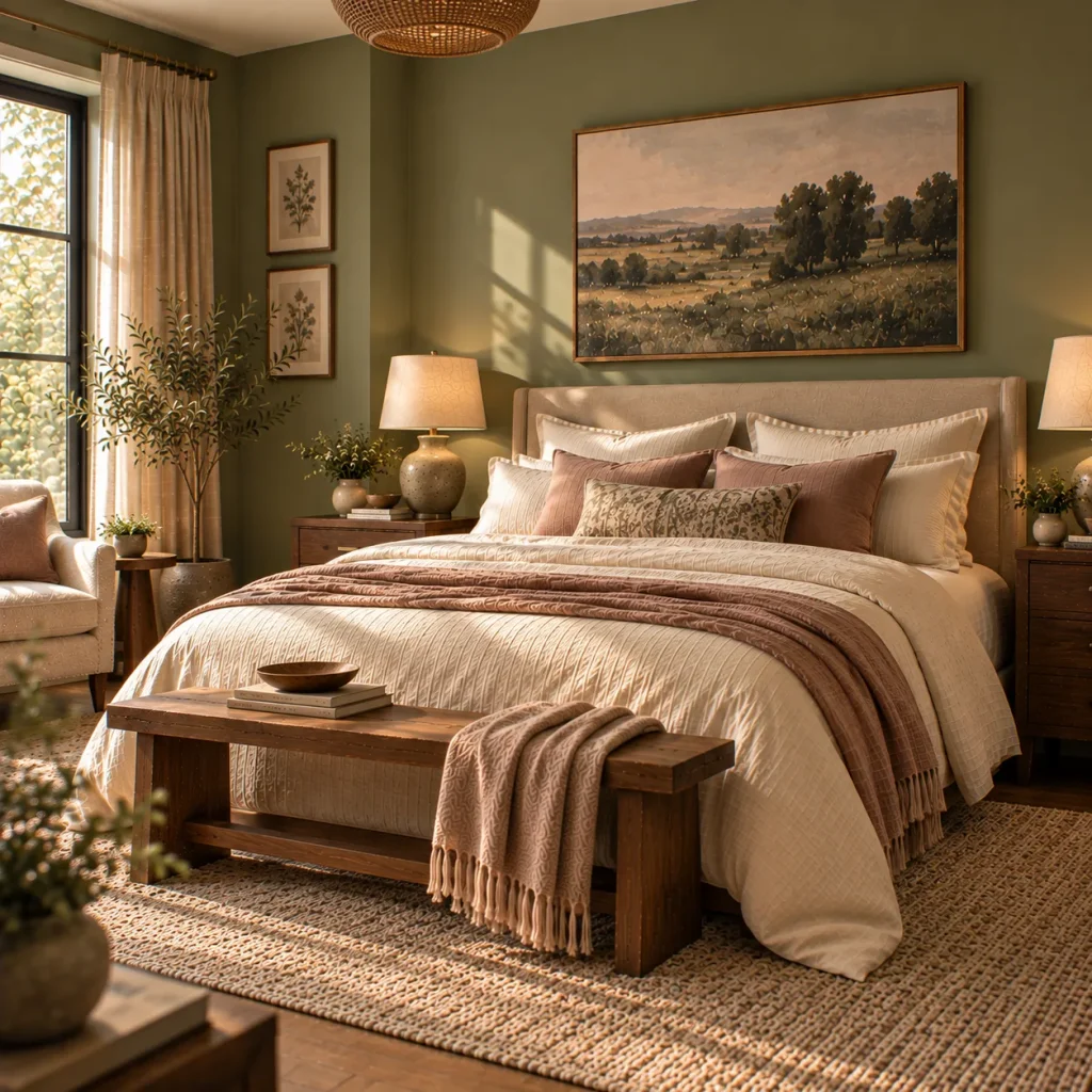 14 sage green and blush bedroom tips for a Soft, Sophisticated Retreat 2 Choose an earthy sage rather than a blue-gray green