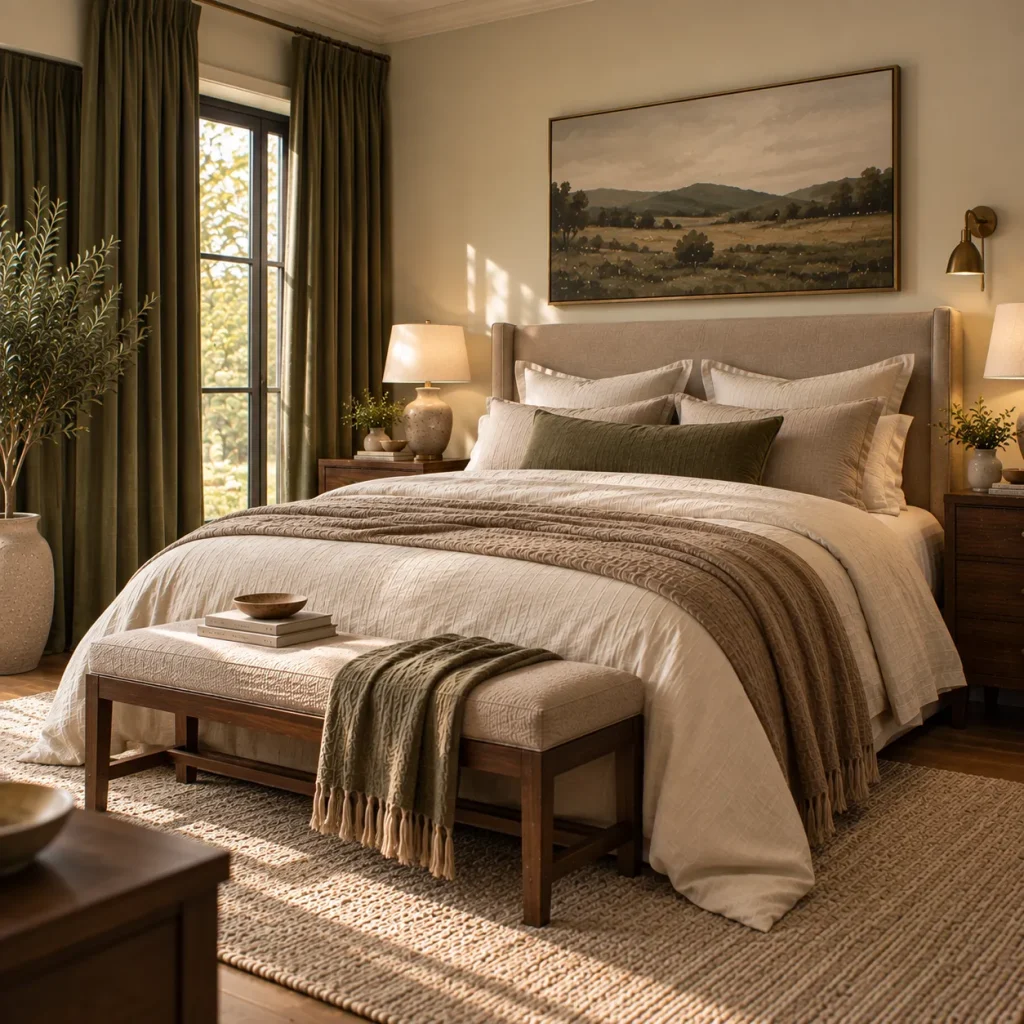 12 master bedroom decor tips for a Calm, Personal Retreat 4 Choose one grounding color before selecting accessories