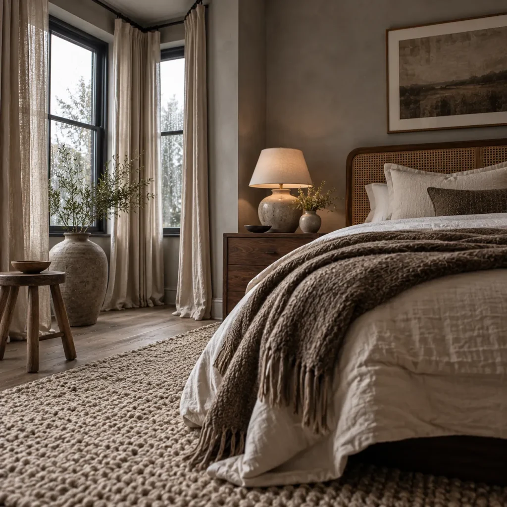 Combine Wool, Linen, Ceramic, and Wood