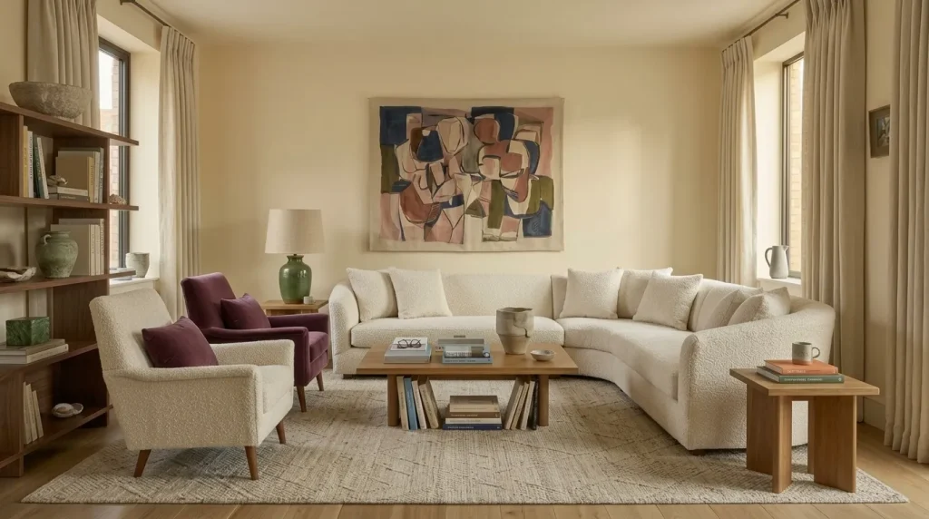15 Vibrant Living Room Ideas That Use Color With Confidence 14 Combine colorful upholstery with tactile neutrals