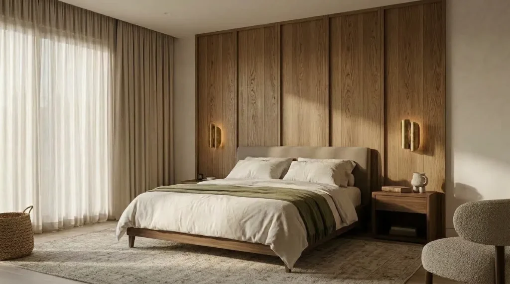 15 creative master bedroom wall decor ideas That Feel Personal, Not Generic 5 Frame the bed with paneling