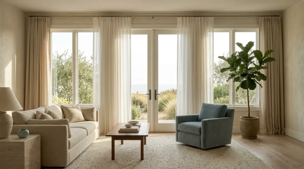 15 Coastal Living Room Ideas for a Relaxed, Collected Home 13 Frame the daylight rather than blocking it