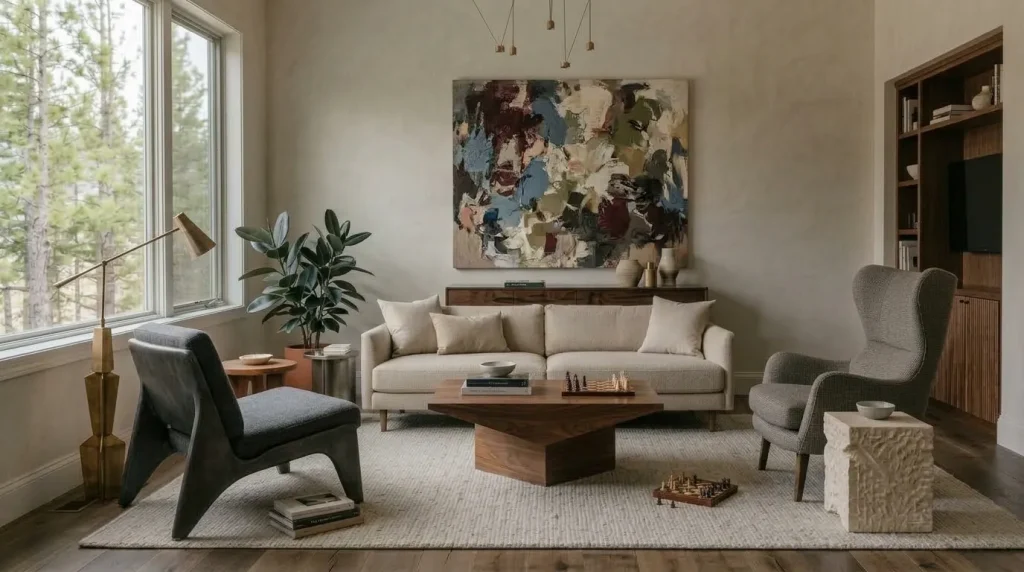 12 Contemporary Living Room Tips for a Polished, Livable Home 12 Give art enough scale to matter