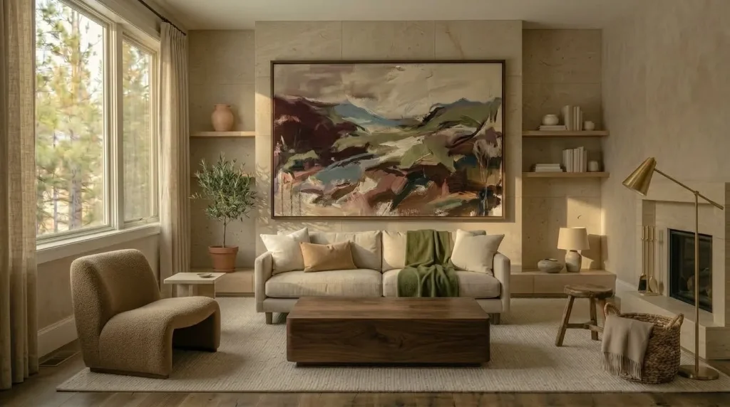 12 Minimalist Living Room Ideas for a Warm, Uncluttered Home 3 Give the palette one darker anchor