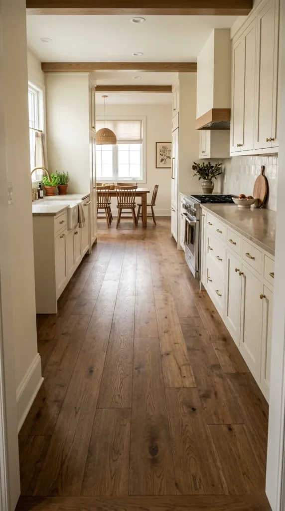 10 white kitchen cabinet ideas for a Warm, Character-Rich Kitchen 8 Ground the room with flooring that adds warmth underfoot