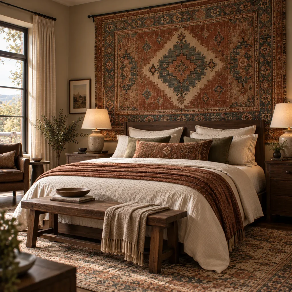 15 bedroom accent wall ideas That Feel Architectural, Not Dated 11 Hang one oversized textile