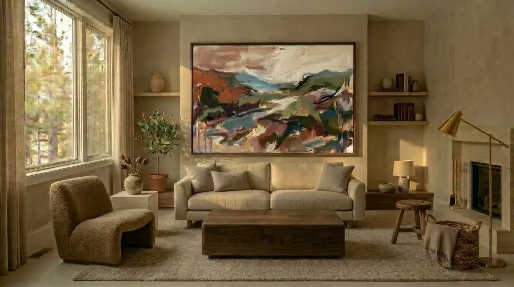 12 Minimalist Living Room Ideas for a Warm, Uncluttered Home 11 Hang one substantial piece of art