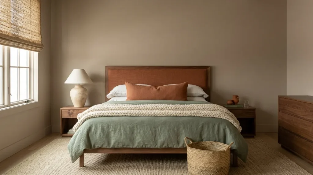 13 terracotta and sage bedroom tips for a Warm, Earthy Retreat 9 Layer linen, wool, cotton, and woven texture