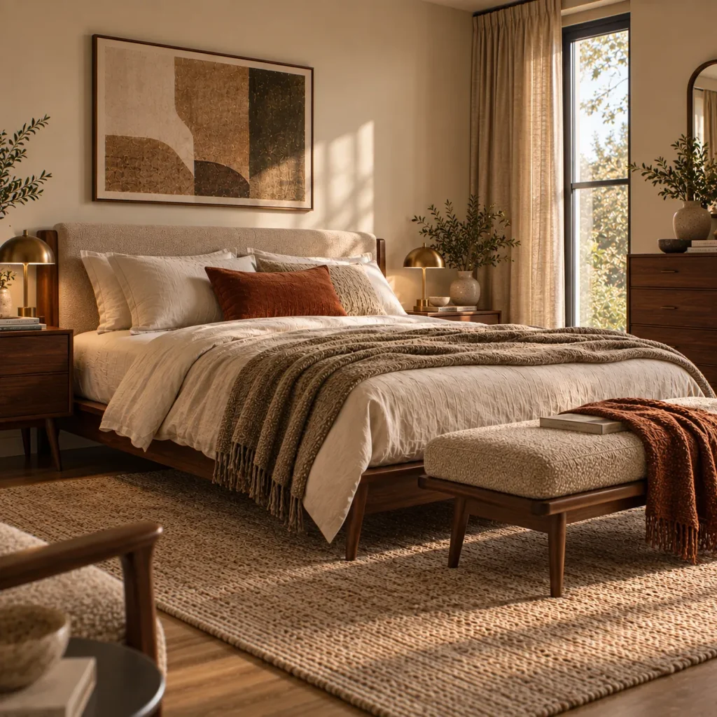 11 mid century modern bedroom tips That Feel Timeless, Not Retro 8 Layer texture over the clean furniture lines