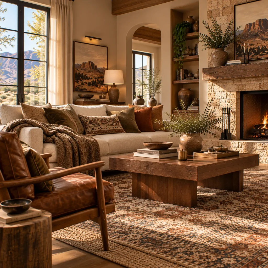 Layer wool, linen, suede, and woven textiles