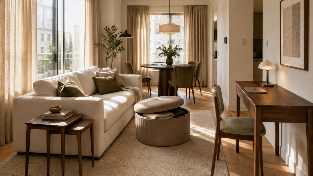 12 Cozy Apartment Aesthetic Ideas to Make Your Space Feel Warm, Stylish, and Truly Yours 10 Let Furniture Do More Than One Job