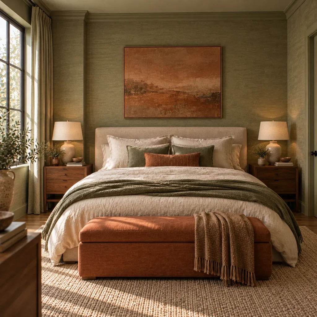 13 terracotta and sage bedroom tips for a Warm, Earthy Retreat 2 Let one color lead instead of using both equally