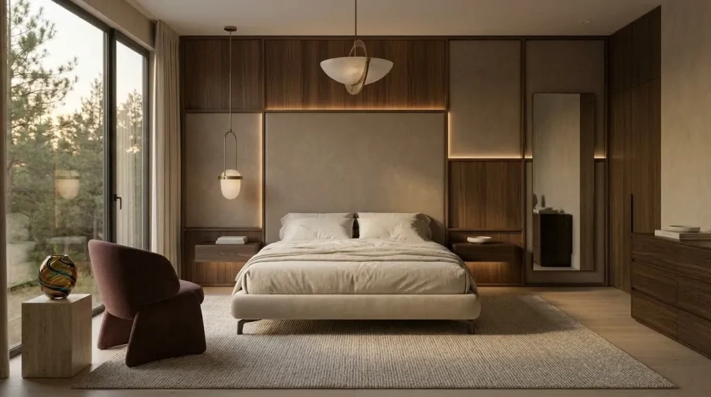 Let the headboard become part of the architecture