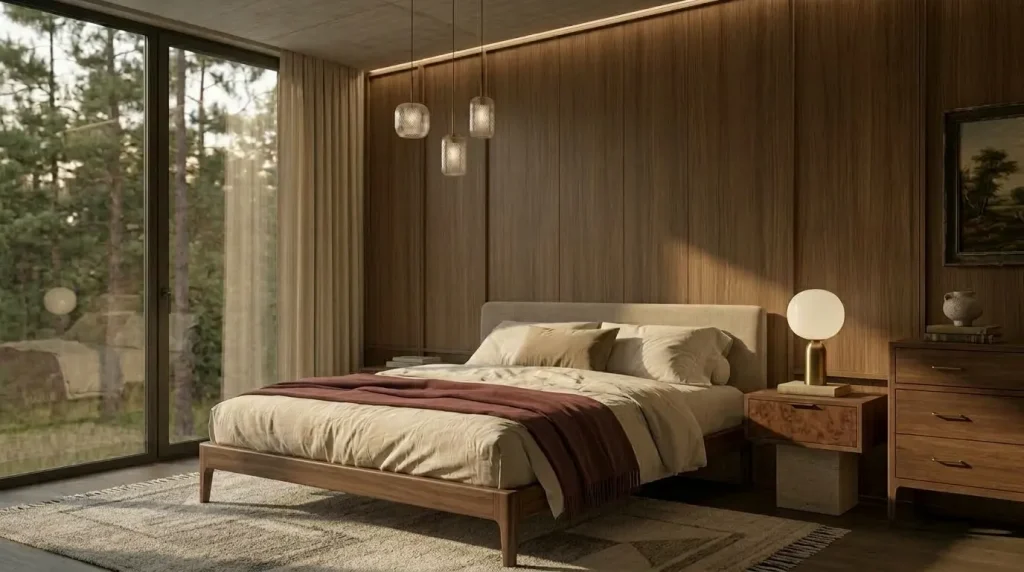 11 mid century modern bedroom tips That Feel Timeless, Not Retro 3 Let walnut or another warm wood do the heavy lifting