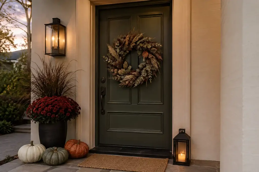 10 fall porch decorating ideas for a Cozy Seasonal Welcome 3 Make the front door your strongest fall moment