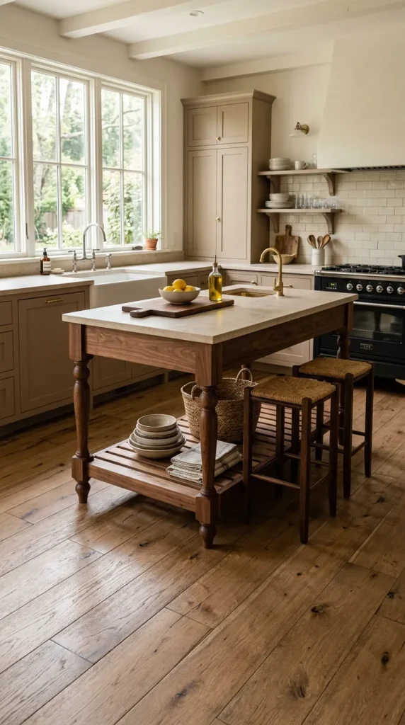 12 modern farmhouse kitchen tips for a Warm, Current Kitchen 5 Make the island look more like furniture