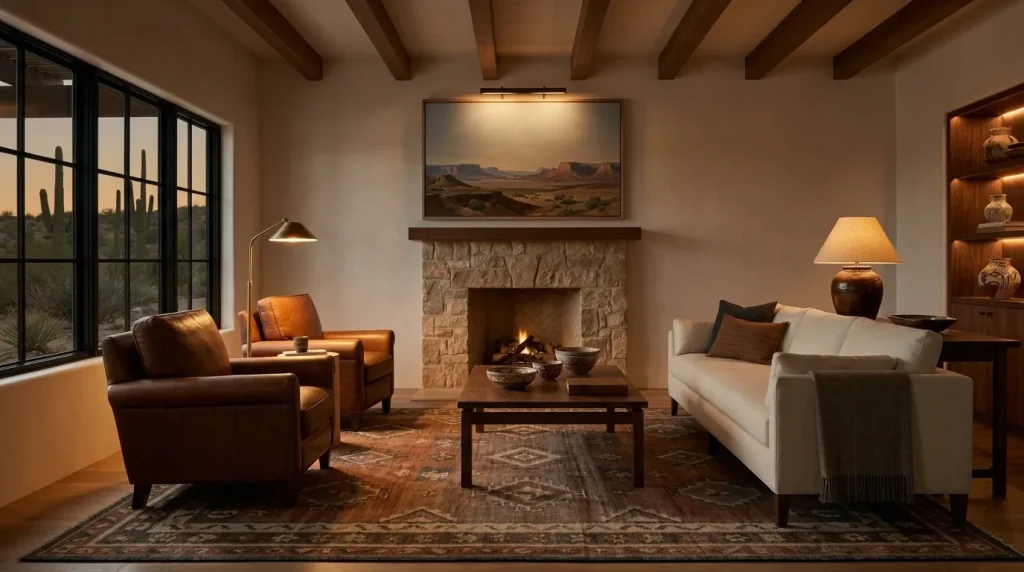 Make the lighting warmer and more sculptural
