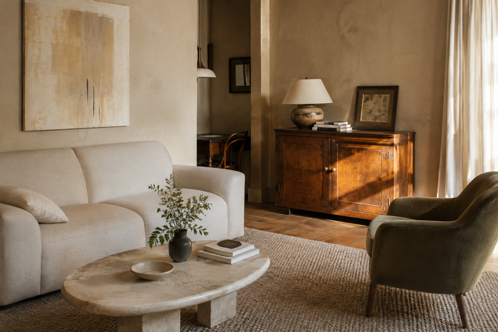 12 Cozy Apartment Aesthetic Ideas to Make Your Space Feel Warm, Stylish, and Truly Yours 7 Mix New Furniture With Vintage Character