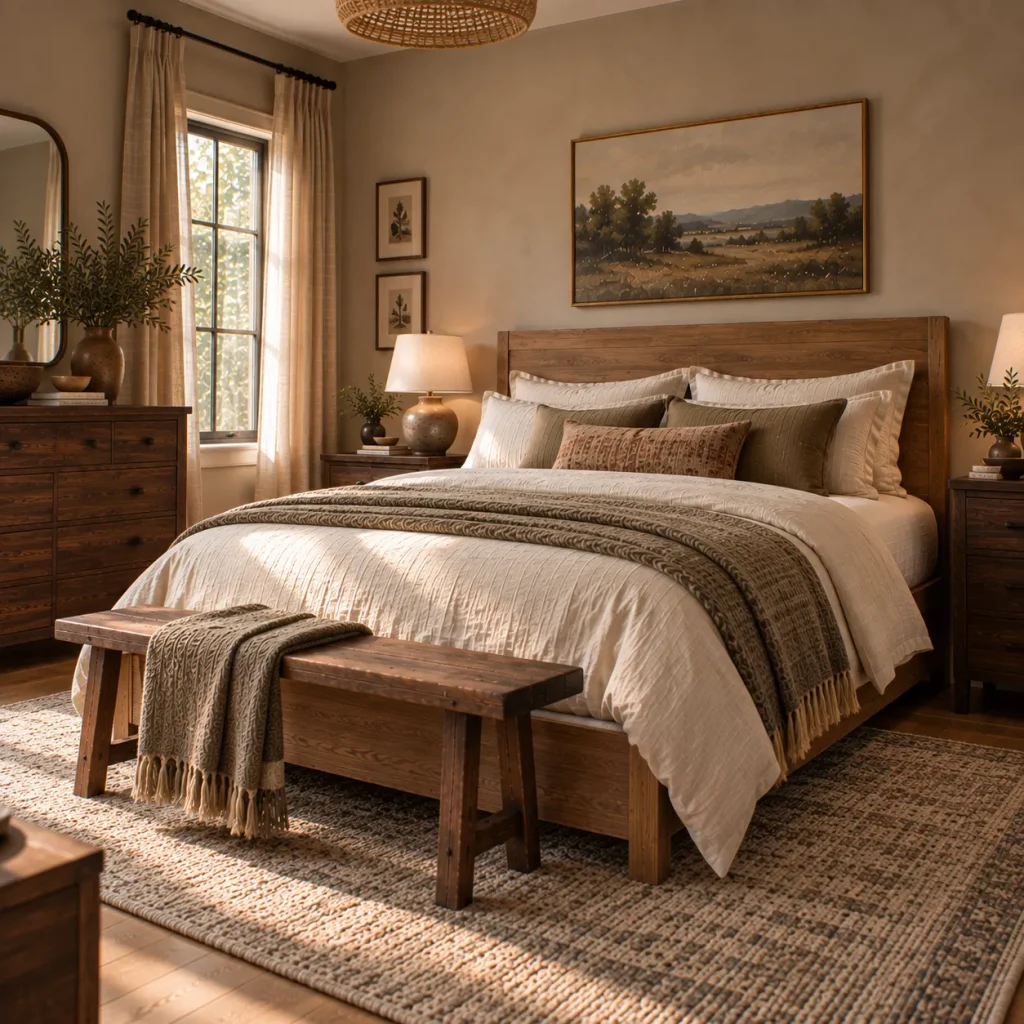Mix medium and dark wood tones
