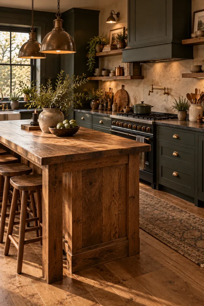 Natural Wood Prevents the Kitchen From Feeling Heavy
