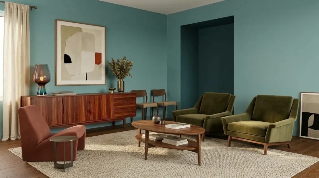 Paint the walls muted teal instead of default white