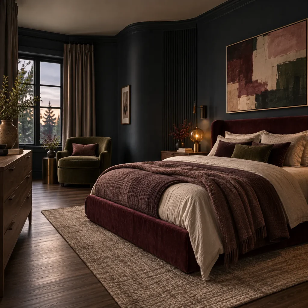 10 black bedroom aesthetic tips for a Moody, Sophisticated Retreat 8 Pair Black With Burgundy, Plum, Olive, or Dusty Blue
