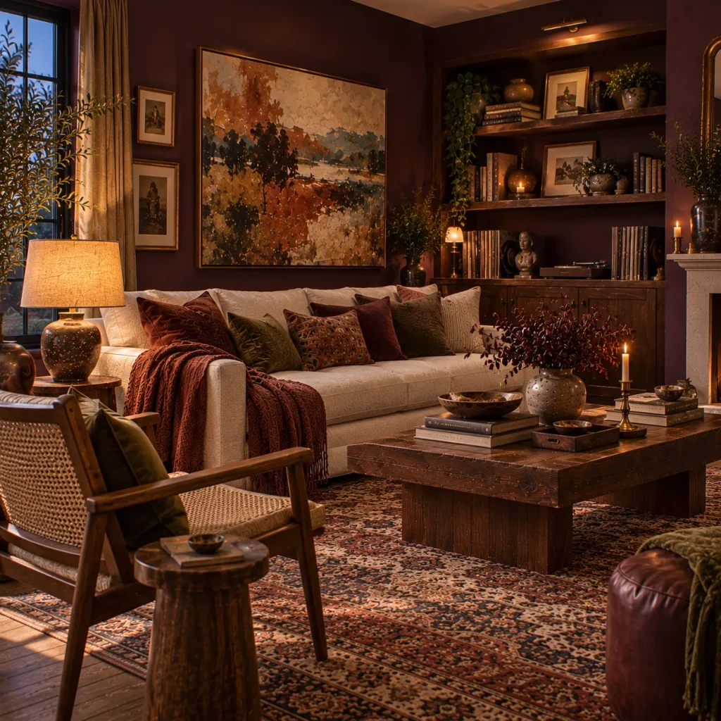 10 Dark Boho Living Room Decor Ideas for a Moody, Collected Home 11 Practice edited abundance instead of minimalist styling