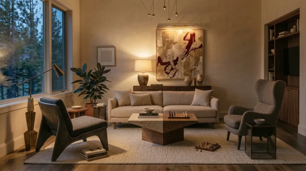 12 Contemporary Living Room Tips for a Polished, Livable Home 10 Replace one harsh ceiling light with several light sources