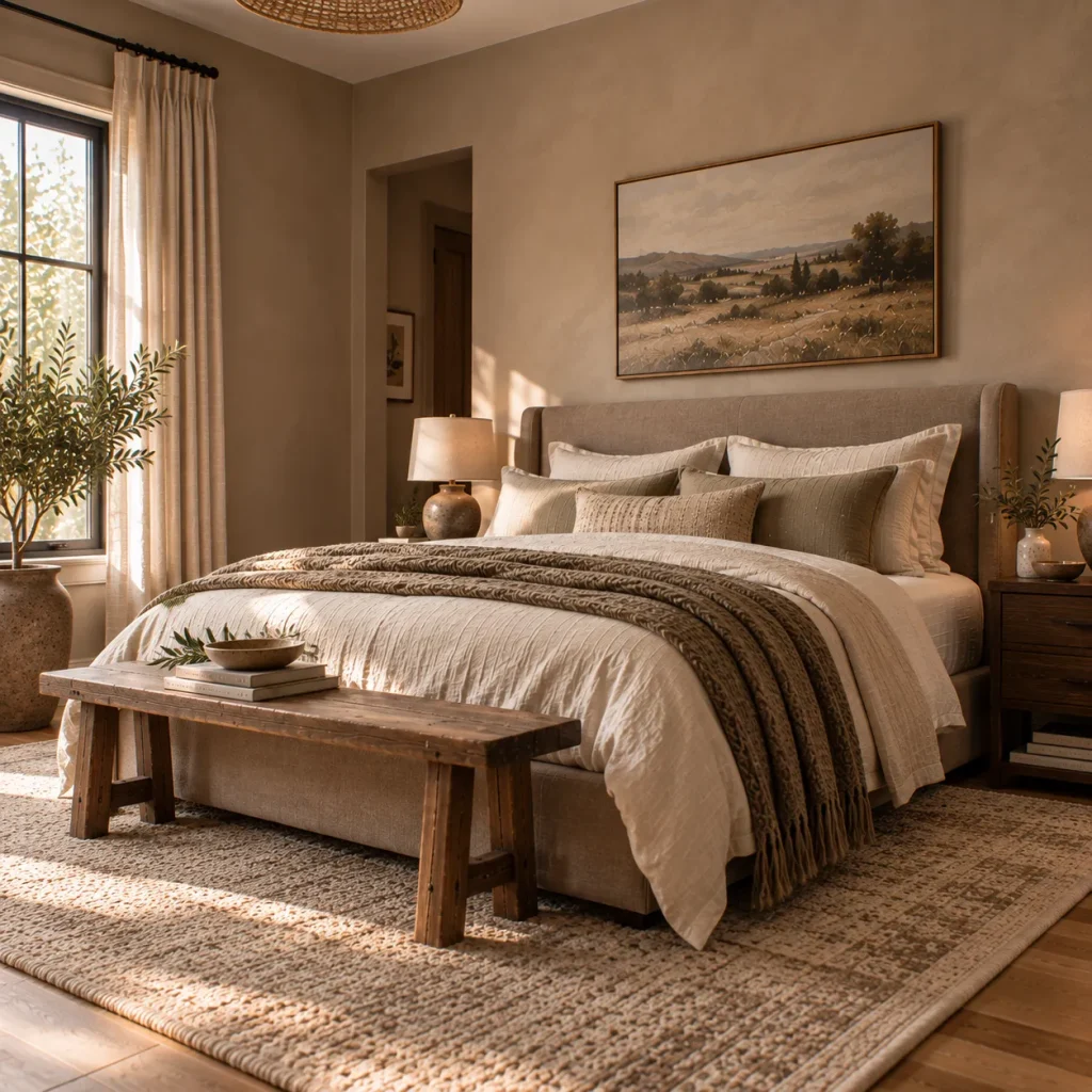 Replace plain beige with mushroom, taupe, or warm stone