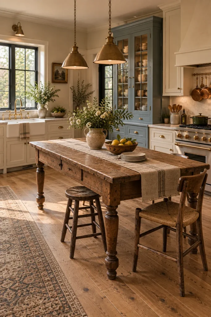Replace the Oversized Island With an Antique Table