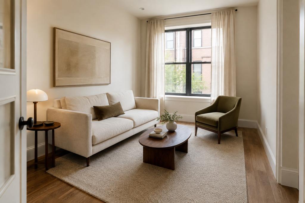 17 Small Living Room Ideas That Make Any Space Look Bigger, Brighter, and More Beautiful 2 Start With the Right Furniture Scale