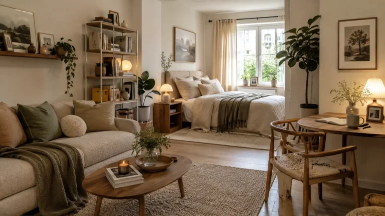 17 Studio Apartment Decor Ideas That Make a Small Space Feel Layered, Calm, and Personal 2 Studio Apartment Decor Ideas That Make a Small Space Feel Layered, Calm, and Personal