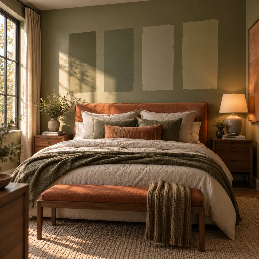 13 terracotta and sage bedroom tips for a Warm, Earthy Retreat 4 Test the colors in your actual light