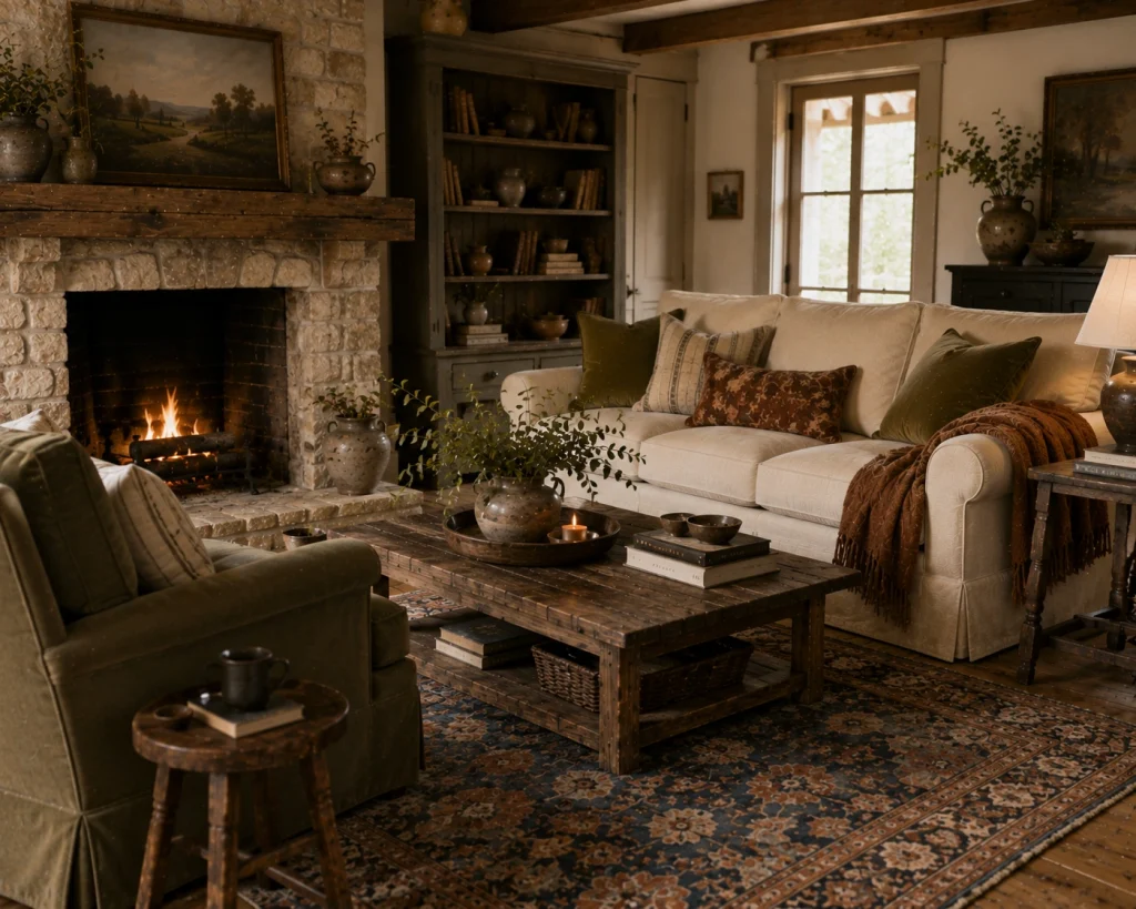 15 Farmhouse Living Room Tips for a Warm, Collected Home 11 Tip 12 Add olive, tobacco, rust, or muted blue