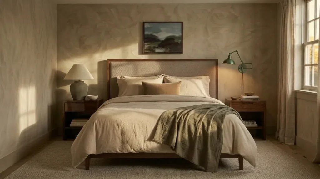 Treat olive, dusty rose, or soft blue as near-neutrals