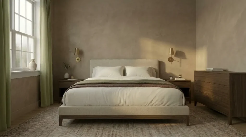 15 bedroom accent wall ideas That Feel Architectural, Not Dated 9 Try limewash or plaster instead of flat paint