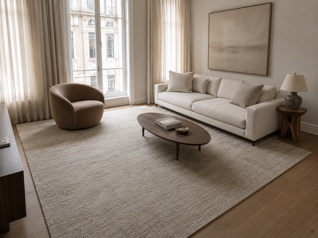 17 Small Living Room Ideas That Make Any Space Look Bigger, Brighter, and More Beautiful 4 Use One Large Rug Instead of a Tiny One