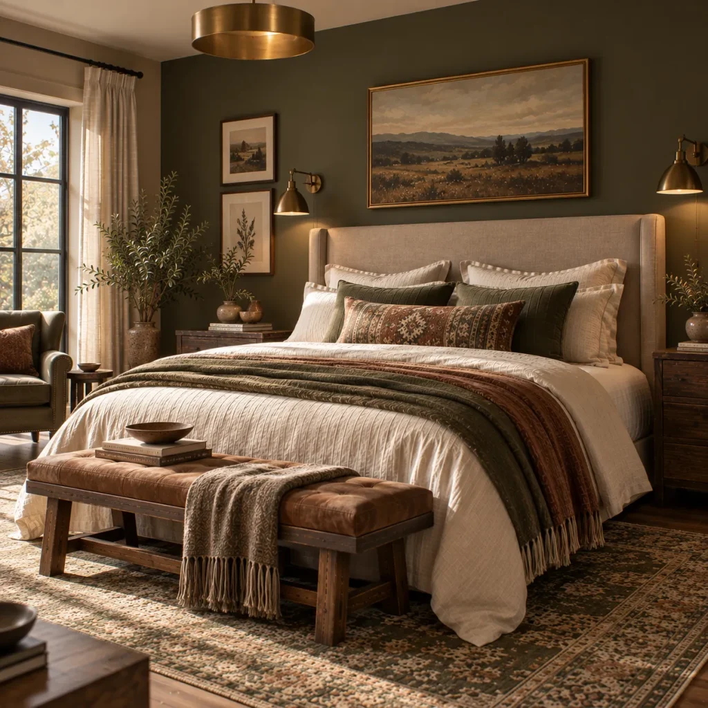 15 bedroom accent wall ideas That Feel Architectural, Not Dated 2 Use a deep color that follows the bed wall